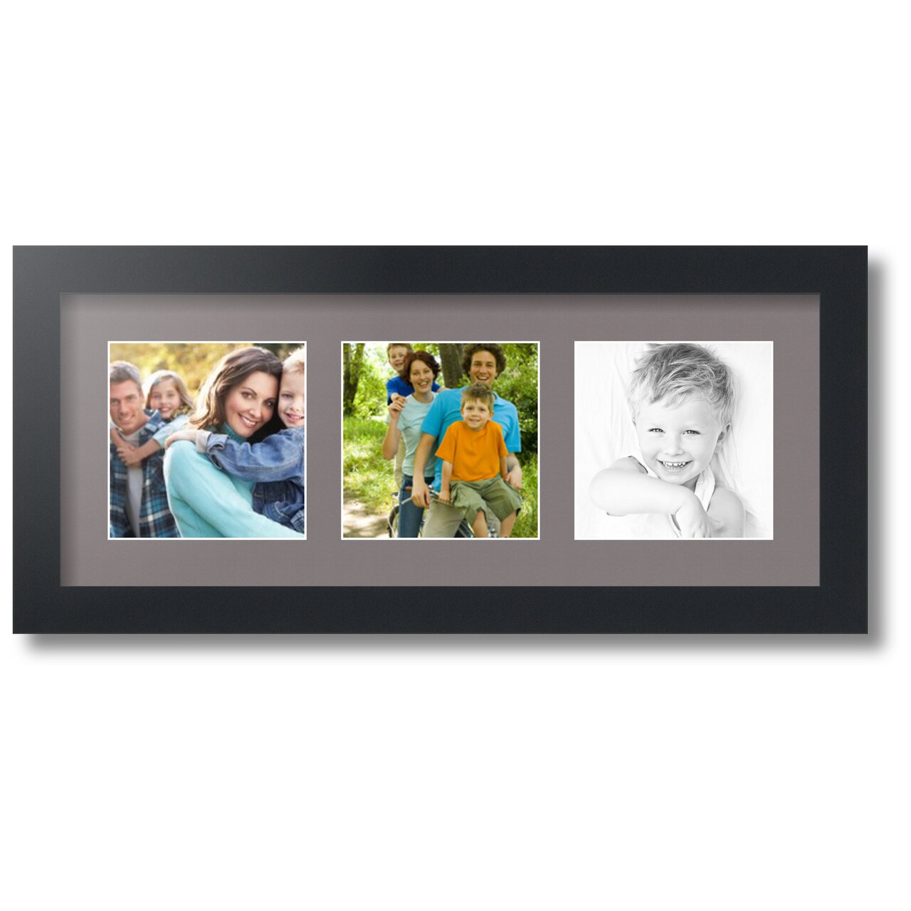 ArtToFrames Collage Photo Picture Frame with 3 - 5x5 inch Openings, Framed in Black with Over 62 Mat Color Options and Regular Glass (CSM-3926-95)